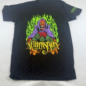 Netherworld NetherSpawn Horror Nights T‎ Shirt Black Graphic Tee Halloween Y2K